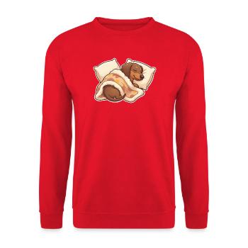 Teckel endormi - Sweat-shirt Unisexe - rouge - Devant - Alina (178cm) & Michal (187cm)