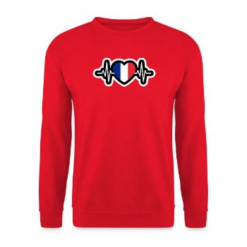 France Battement de Coeur Sticker - Sweat-shirt Unisexe - rouge - Devant - Alina (178cm) & Michal (187cm)