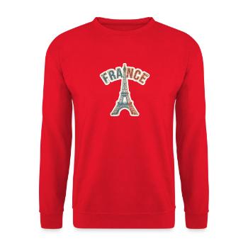 Vintage France Eiffel Tower Decal - Unisex Sweatshirt - red - Front - Alina (178cm) & Michal (187cm)