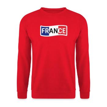 Sticker France Drapeau Ondulé - Sweat-shirt Unisexe - rouge - Devant - Alina (178cm) & Michal (187cm)