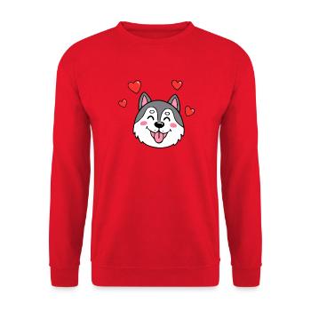 Alaskan Husky/Malamute (Comic Portrait) - Unisex Sweatshirt - red - Front - Alina (178cm) & Michal (187cm)