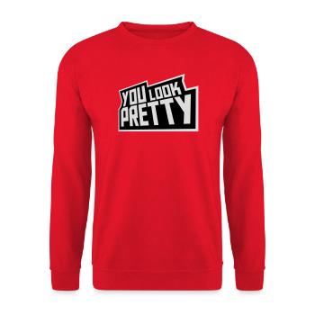 Tu as l’air assez drôle, complément Logo de l’amour de soi - Sweat-shirt Unisexe - rouge - Devant - Alina (178cm) & Michal (187cm)