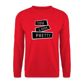 Tu as l’air assez drôle, complément Logo de l’amour de soi - Sweat-shirt Unisexe - rouge - Devant - Alina (178cm) & Michal (187cm)