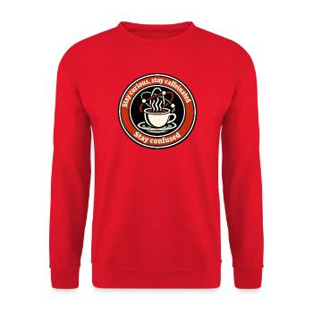 KaffeeKosmos : Curiosité et confusion - Sweat-shirt Unisexe - rouge - Devant - Alina (178cm) & Michal (187cm)