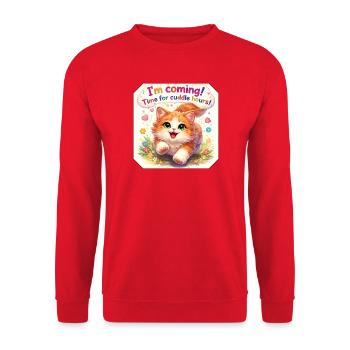 Cuddly Kitten Cuddle Time Design - Unisex Sweatshirt - red - Front - Alina (178cm) & Michal (187cm)