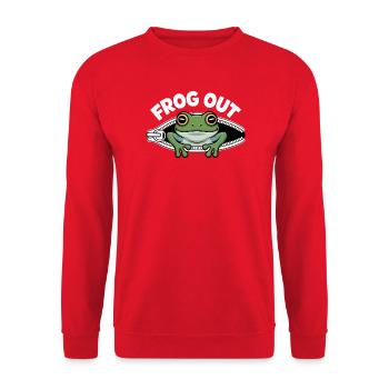 Frog out of the zipper - Unisex Sweatshirt - red - Front - Alina (178cm) & Michal (187cm)