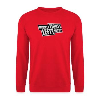 Righty Tighty Lefty Loosie Funny DIY Logo - Unisex Sweatshirt - red - Front - Alina (178cm) & Michal (187cm)