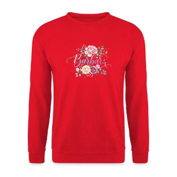 Barbara Blüten wasserfarbenschrift - Unisex Pullover - Rot - Vorne - Alina (178cm) & Michal (187cm)