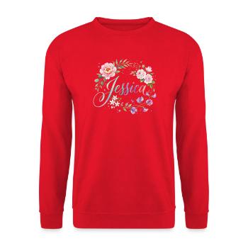 Jessica Flower Wreath Name Design - Unisex Sweatshirt - red - Front - Alina (178cm) & Michal (187cm)