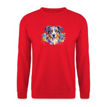 Colorful Watercolor Dog Portrait - Unisex Sweatshirt - red - Front - Alina (178cm) & Michal (187cm)