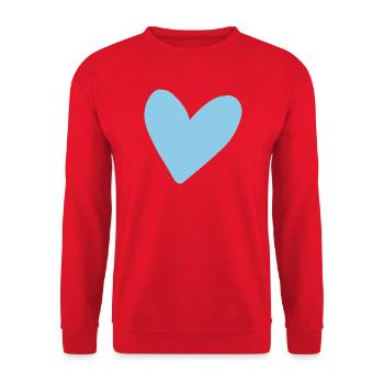 Blue Heart: Two-dimensional minimal style - Unisex Sweatshirt - red - Front - Alina (178cm) & Michal (187cm)
