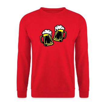 Bier Anstoßen Saufen - Unisex Pullover - Rot - Vorne - Alina (178cm) & Michal (187cm)