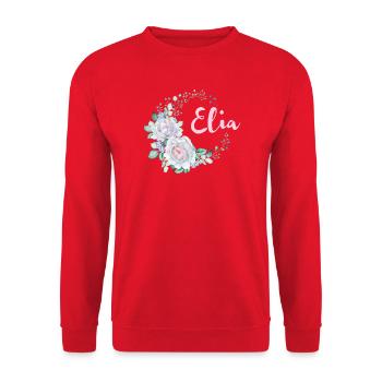 Elia Flower Wreath in Watercolor - Unisex Sweatshirt - red - Front - Alina (178cm) & Michal (187cm)