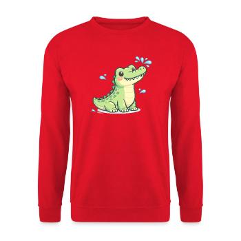 Crocodile water fun - Unisex Sweatshirt - red - Front - Alina (178cm) & Michal (187cm)