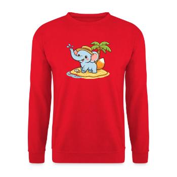 Elephant Island Beach Adventure - Unisex Sweatshirt - red - Front - Alina (178cm) & Michal (187cm)