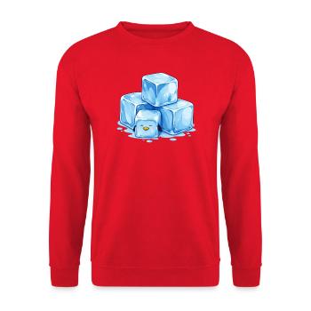Illustration du Cube de Pingouin de Glace - Sweat-shirt Unisexe - rouge - Devant - Alina (178cm) & Michal (187cm)