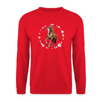 Cheval galop aquarelle floral - Sweat-shirt Unisexe - rouge - Devant - Alina (178cm) & Michal (187cm)