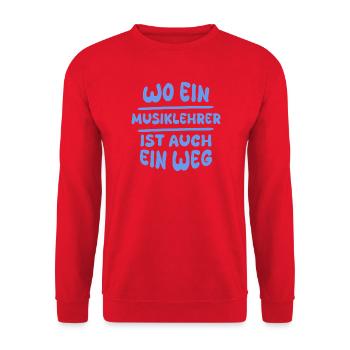 Musiklehrer als Geschenkidee - Unisex Pullover - Rot - Vorne - Alina (178cm) & Michal (187cm)