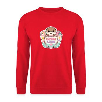 Coming Soon Summer Baby Otter Beach Tote Sticker - Unisex Sweatshirt - red - Front - Alina (178cm) & Michal (187cm)