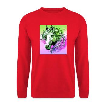 horse - Unisex Sweatshirt - red - Front - Alina (178cm) & Michal (187cm)