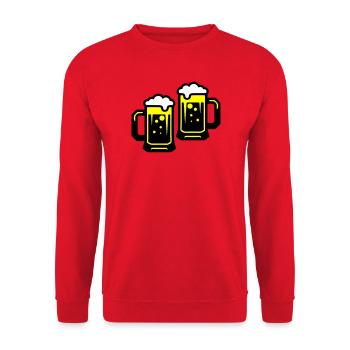 Bier Prost Symbol - Unisex Pullover - Rot - Vorne - Alina (178cm) & Michal (187cm)