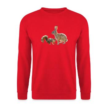 Squirrel, Rabbit, Forest Friends, Photography - Unisex Sweatshirt - red - Front - Alina (178cm) & Michal (187cm)