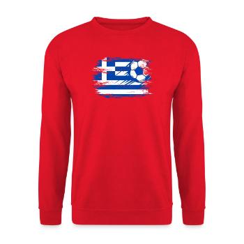 Griechenland Flagge Fußball used blau - Unisex Pullover - Rot - Vorne - Alina (178cm) & Michal (187cm)