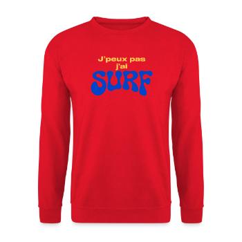 J'peux pas j'ai SURF - Sweat-shirt Unisexe - rouge - Devant - Alina (178cm) & Michal (187cm)