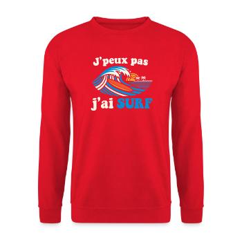 Surf rétro: vague, plage et palmier - Sweat-shirt Unisexe - rouge - Devant - Alina (178cm) & Michal (187cm)