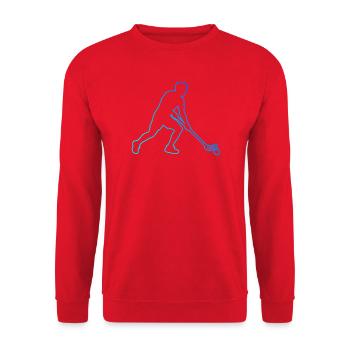 Die Unihockeyspieler und Floorball passen zusammen - Unisex Pullover - Rot - Vorne - Alina (178cm) & Michal (187cm)