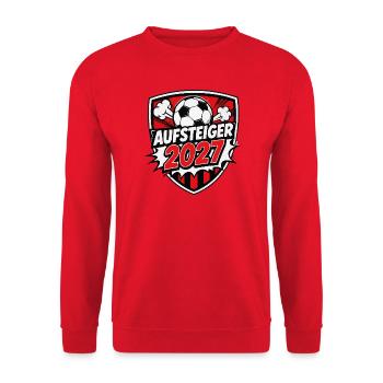 aufsteiger-2027- - Unisex Pullover - Rot - Vorne - Alina (178cm) & Michal (187cm)
