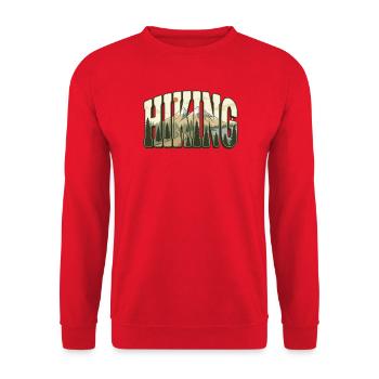 Wandern Arched Letters Mountain Trail Forest Tee - Unisex Pullover - Rot - Vorne - Alina (178cm) & Michal (187cm)