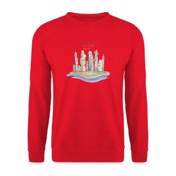 Colorful City Dreamscape - Unisex Sweatshirt - red - Front - Alina (178cm) & Michal (187cm)