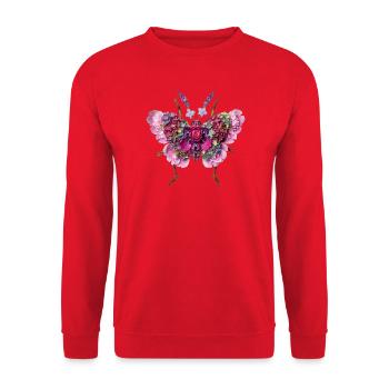 Florale Schmetterling Rosa Hortensie Lavendel - Unisex Pullover - Rot - Vorne - Alina (178cm) & Michal (187cm)