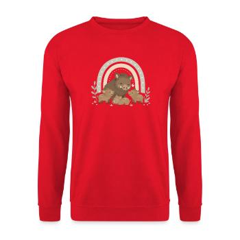 Wildschwein Familie - Boho Stil  - Unisex Pullover - Rot - Vorne - Alina (178cm) & Michal (187cm)