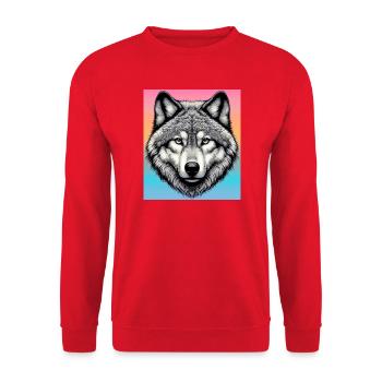 Wolf - Unisex Pullover - Rot - Vorne - Alina (178cm) & Michal (187cm)