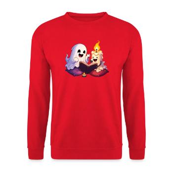 Cuddly Ghost Time Reading - Unisex Sweatshirt - red - Front - Alina (178cm) & Michal (187cm)