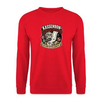 Kassenbon Schocktherapie - Inflation sichtbar - Unisex Pullover - Rot - Vorne - Alina (178cm) & Michal (187cm)