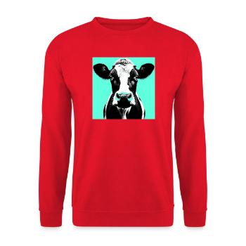Kuh - Unisex Pullover - Rot - Vorne - Alina (178cm) & Michal (187cm)