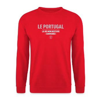 Le Portugal La Ou Mon Histoire Commence T-Shirt... - Sweat-shirt Unisexe - rouge - Devant - Alina (178cm) & Michal (187cm)