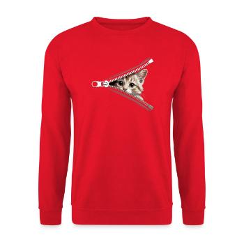 Cat Zipper Cat Mom Cat Cute Cats - Unisex Sweatshirt - red - Front - Alina (178cm) & Michal (187cm)