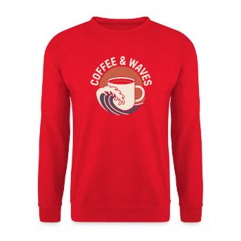Coffee Waves Surfing Coffee & Waves Surfer Beach - Unisex Sweatshirt - red - Front - Alina (178cm) & Michal (187cm)