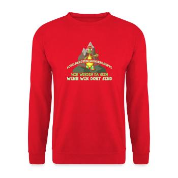 Schildkörten Wandergruppe Wander Bergsteiger - Unisex Pullover - Rot - Vorne - Alina (178cm) & Michal (187cm)