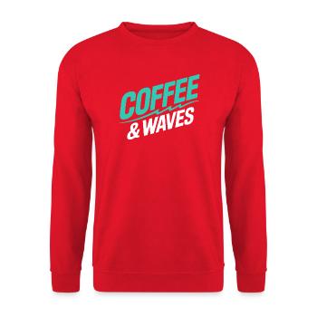 Coffee Waves Surfing Coffee & Waves Surfer Beach - Unisex Sweatshirt - red - Front - Alina (178cm) & Michal (187cm)