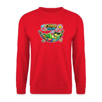 Chillout frog in hammock - Unisex Sweatshirt - red - Front - Alina (178cm) & Michal (187cm)