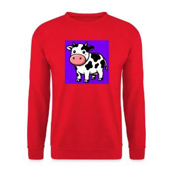 Kuh - Unisex Pullover - Rot - Vorne - Alina (178cm) & Michal (187cm)