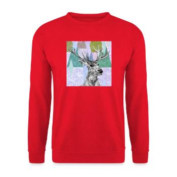Deer - Unisex Sweatshirt - red - Front - Alina (178cm) & Michal (187cm)