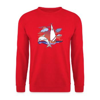 Segelboot - Unisex Pullover - Rot - Vorne - Alina (178cm) & Michal (187cm)