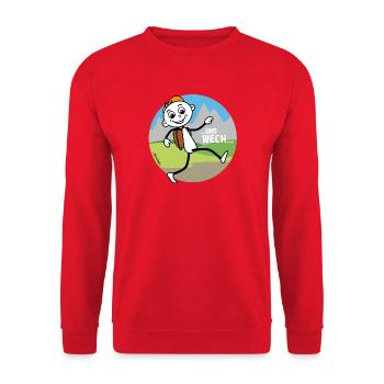 Wander Figur verabschiedet sich. - Unisex Pullover - Rot - Vorne - Alina (178cm) & Michal (187cm)
