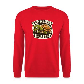 La tortue exige : Montrez vos pieds - Sweat-shirt Unisexe - rouge - Devant - Alina (178cm) & Michal (187cm)